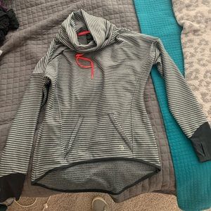 BNWOT MPG grey striped cowl neck shirt. Size small